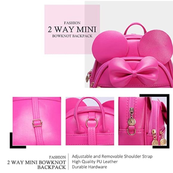 Girls Bowknot Polka Dot Cute Mini Backpack - Picture 4 of 7